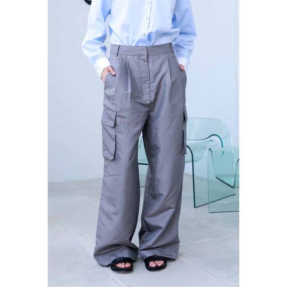 Tibi Crispy Nylon Stella Pleated Cargo Pants - Picture 10 of 16